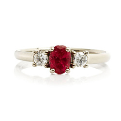 Ruby Oval Cut Trilogy Ring