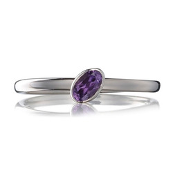 Amethyst Oval Cut Stacker Ring