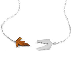 Each Other Necklace with Wood & Silver charms
