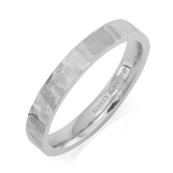 Flat Court Hammered Wedding Ring
