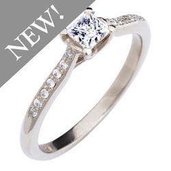Princess Solitaire with diamond-set band