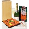 CHAMPAGNE AND SMOKED SALMON IN WOOD BOX