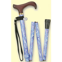 Deluxe Crutch Handle Folding Walking Stick with Patterned Shafts - 99