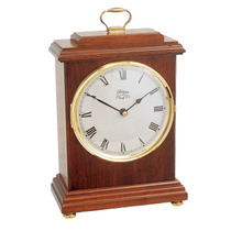 BC49RC - Mahogany Flat-Top Bracket Radio Controlled Mantel Clock with Handle