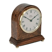 Burr Elm Veneered Mahogany Arch-Top Case Mantel Clock with Radio Controlled Movement - BC50 RC BURR ELM