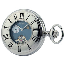Woodford 24 Hour Moondial Half Hunter Chrome Plated Mechanical Pocket Watch