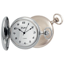 Woodford Chrome Plated Arabic Full Hunter Chrome Plated Mechanical Pocket Watch