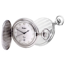 Woodford Chrome Plated Arabic Hunter Quartz Pocket Watch 1215