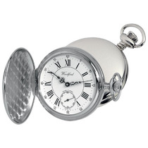 Woodford Chrome Plated Full Hunter 17 Jewel Mechanical Pocket Watch