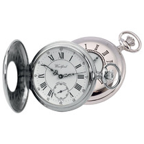 Woodford Half Hunter Chrome Plated Full Size Pocket Watch