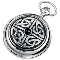 Woodford Full Hunter Chrome/Pewter Celtic Knotwork Pocket Watch 1908