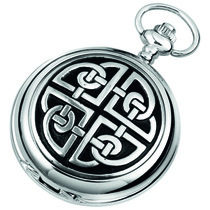 Woodford Full Hunter Chrome/Pewter Celtic Pattern Pocket Watch 1909