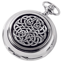 Woodford Full Hunter Chrome/Pewter Celtic Swirl Pocket Watch 1873