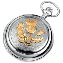 Woodford Full Hunter Chrome/Pewter Celtic Thistle Pocket Watch 1907