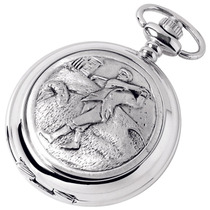 Woodford Full Hunter Chrome/Pewter Golfer Pocket Watch 1881