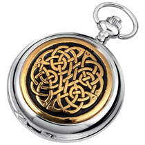 Woodford Full Hunter Chrome/Pewter Gold Celtic Pattern Pocket Watch 1910