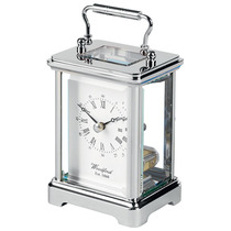 1432 - Chrome Plated Quartz Skeleton Brass Grande Carriage Clock