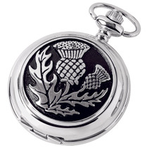 Woodford Full Hunter Chrome/Pewter Thistle Pocket Watch 1877