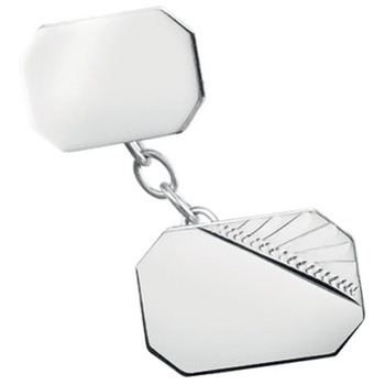 Paterned Double Octagonal Sterling Silver Cufflinks