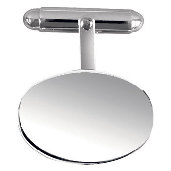 Plain Sterling Silver Oval T-bar Cufflinks