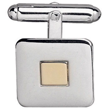 Sterling Silver Square Cufflinks with Gold Inlay