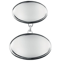silver plated and rhodium Plated Bordered Double Oval Cufflinks
