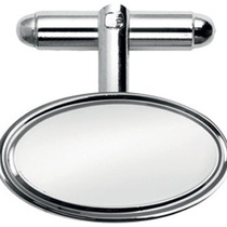silver plated and rhodium Plated Bordered Oval T-bar Cufflinks