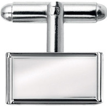 silver plated and rhodium Plated Bordered Rectangle T-bar Cufflinks