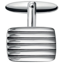 silver plated and rhodium Plated Striped Rectangle T-bar Cufflinks