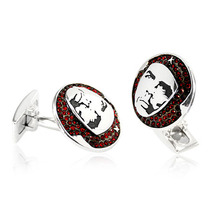 Che Guevara - Red Sterling Silver & Crystal Cufflinks