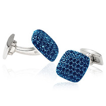 Pavee crystal  cushion cufflinks Mntana Blue on Sterling Silver