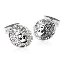 Pirate - White Sterling Silver & Crystal Cufflinks