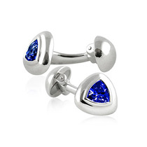 Pyramid - Blue Sterling Silver & Crystal Cufflinks