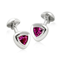 Pyramid - Pink Sterling Silver & Crystal Cufflinks