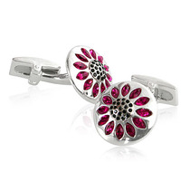 Sunflower - Fuschia Sterling Silver & Crystal Cufflinks