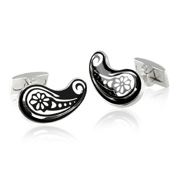 Paisley - Black Enamel Cufflinks