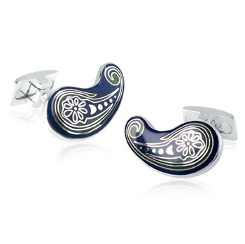Paisley - Blue Enamel Cufflinks