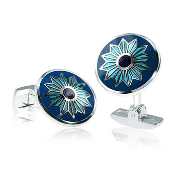Starburst - Blue Enamel Cufflinks