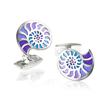 Ammonite - Purple Enamel Cufflinks
