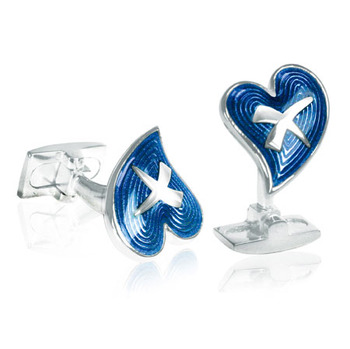 Heart and Kiss - Blue Enamel Cufflinks