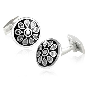 Teardrop - Black Enamel Cufflinks
