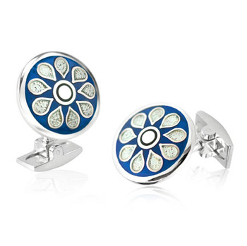 Teardrop - Blue Enamel Cufflinks