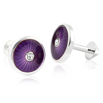 Faceted Crystal - Purple Enamel Cufflinks