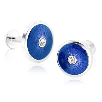 Faceted Crystal - Blue Enamel Cufflinks