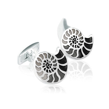 Ammonite - Black Enamel Cufflinks