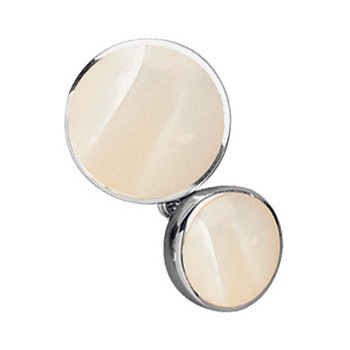 Sterling Silver Double Mother of Pearl Chainlink Cufflinks