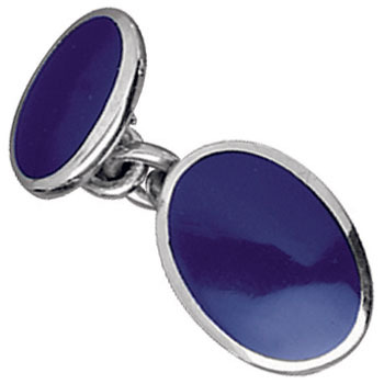 Sterling Silver Double Reconstituted Lapis Chainlink Cufflinks