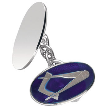 Sterling Silver Masonic Double Oval Cufflinks
