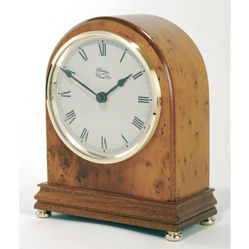 Yew Veneered Mahogany Arch Top Radio Controlled Mantel Clock BC50 RC YEW