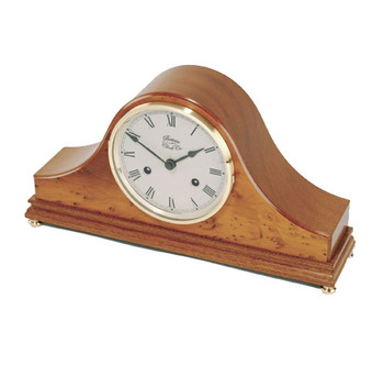 Yew Veneered Mahogany Napoleon Mantel Clock with  Radio Controlled Movement -  BC45 RC YEW